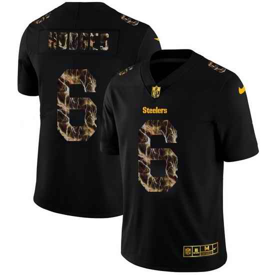 Pittsburgh Steelers 6 Devlin Hodges Men Black Nike Flocked Lightning Vapor Limited NFL Jersey
